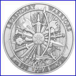 Lot of 5 Legendary Warriors Series Set 1 Troy oz. 999 Fine Silver Rounds