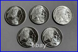 Lot of 5 Mason Mint Indian Buffalo Silver Rounds NEW 1 oz BU. 999 Fine Bullion 3