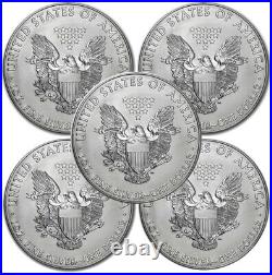 Lot of 5 Random Year American Eagle Coins 1 oz. 999 Fine Silver Brillaint Unc