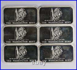 Lot of 6 The Washington Mint 1oz. 999 Fine Silver Bar