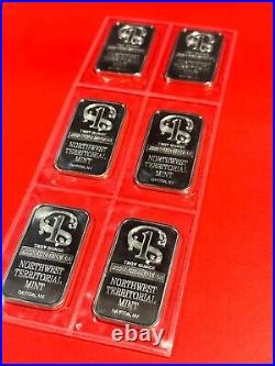 Lot of 6 X 1Oz. 999 Fine Silver Bar Northwest Territorial Mint Dayton, NV