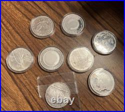 Lot of 8.999 Fine Silver 1 oz Liberty, Holidays, Robin Hood, Year of Ram Rounds