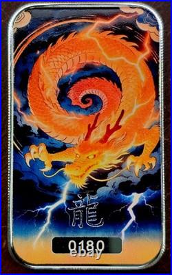 Lucky Dragon 2026 1 oz Silver Tiandiàn Lightning Bullion Colorized Bar