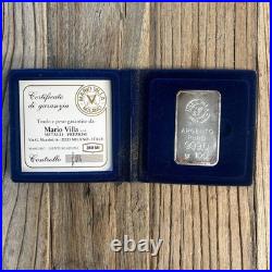 Mario Villa Milano 100 Gram. 999 Fine Silver Bar With Original Box & COA