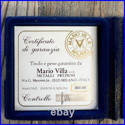 Mario Villa Milano 100 Gram. 999 Fine Silver Bar With Original Box & COA