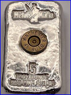 Metals Mafia 5oz silver. 999 Fine Silver Poured Bar Winchester Pit Bullion