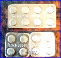 Mixed Lot of 3.999 Fine Silver Bullion Bars 1/4 oz + (2) 1/8 oz