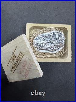 Monarch 3 Troy Oz. 999 Fine Silver T-Rex Skull Bar Bullion With Wood Crate