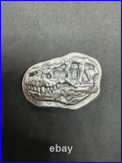 Monarch 3 Troy Oz. 999 Fine Silver T-Rex Skull Bar Bullion With Wood Crate