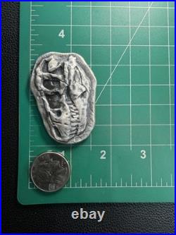 Monarch 3 Troy Oz. 999 Fine Silver T-Rex Skull Bar Bullion With Wood Crate