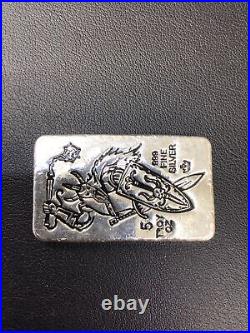 Monarch Precious Metals 5 Troy Oz. 999 Fine Silver Poured Bar/Warrior Design