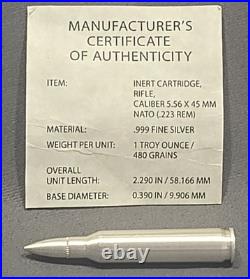 NWTM 1 oz. 999 Fine Silver Bullion 5.56 x 45mm. 223 Collectible