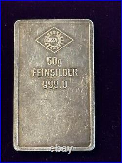 OGUSSA FEINSILBER. 999 50g Fine silver bar Austria rare