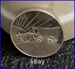 OREGON COAST/COVERED WAGON, 2oz. 999 FINE SILVER ART ROUND, NICE