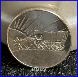 OREGON COAST/COVERED WAGON, 2oz. 999 FINE SILVER ART ROUND, NICE