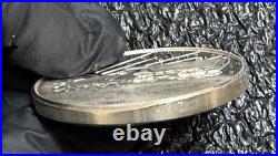 OREGON COAST/COVERED WAGON, 2oz. 999 FINE SILVER ART ROUND, NICE