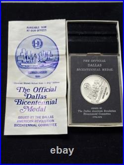 Official 999 Fine Silver Bullion Round Dallas Texas Bicentennial Medal 1976