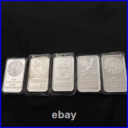 One -5 Troy oz Silver Bar. 999 Fine Bullion Bar Design Varies