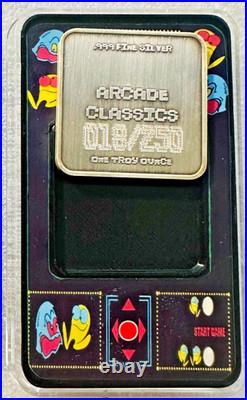 PACMAN NIGHTMARE METALS 1 oz Fine Silver. 999 PACMAN Art Bar 18/250