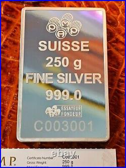 PAMP Lady Fortuna. 999 Fine Silver Minted Bar 250 Grams withAssay