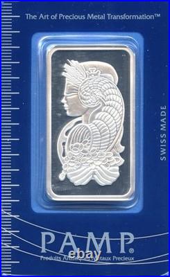 PAMP Suisse Swiss 1oz. 999 Fine Silver Bullion Bar Lady Fortuna in Assay Card