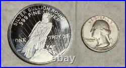 PEACE-STYLE FULL TUBE OF (20) 1 TROY oz. 999 FINE SILVER BULLION ROUND COINS BU