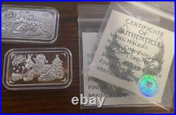 PIT BULLION 2 Christmas 2022 Willy 1 OZ. 999 Fine silver Bars Proof & Antique
