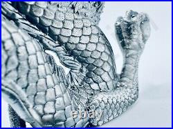 PRESALE 3.1 oz Hand Poured Silver Bar 999 Fine Good Luck Dragon 3D Bullion Art