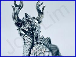 PRESALE 3.1 oz Hand Poured Silver Bar 999 Fine Good Luck Dragon 3D Bullion Art