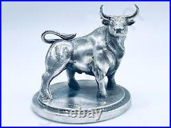 PRESALE 3 oz Hand Poured Silver Bar. 999+ Fine Taurus Bull Bullion 3D Statue