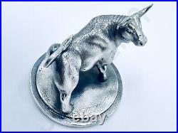 PRESALE 3 oz Hand Poured Silver Bar. 999+ Fine Taurus Bull Bullion 3D Statue