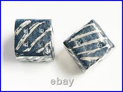 Pair Handmade 1oz. 999 Fine Silver Dice Art Bars 2oz Total Bullion