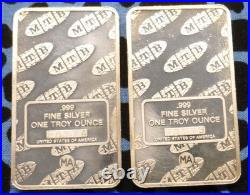 Pair of 1oz. 999 Fine Silver MTB/MA Statue of Liberty Bars, 2 Troy Ounces Total