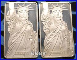 Pair of 1oz. 999 Fine Silver MTB/MA Statue of Liberty Bars, 2 Troy Ounces Total