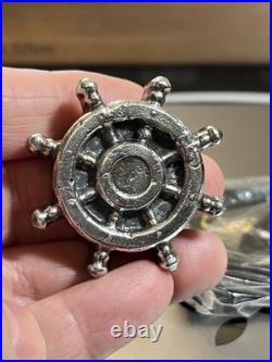 Pirate Booty Bullion Poured / Cast 3.8 Oz. 999 Fine Silver Ships Wheel