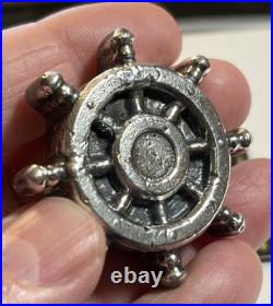 Pirate Booty Bullion Poured / Cast 3.8 Oz. 999 Fine Silver Ships Wheel