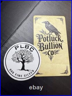 Potluck Bullion Hand Poured 2.4 OZT 999 Fine Silver Fiddler Bar