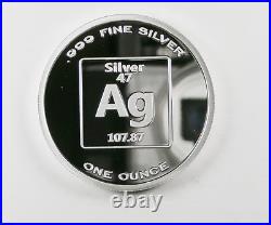 Pure Silver 1 Ounce 99.99 Fine Benchmark 1 Ounce Proof Element Design F13