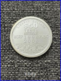 RARE 2008 NORFED 10th Anniversary $50 Liberty 1oz USA 999 FINE Silver round GEM
