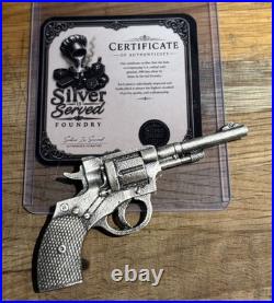 RARE M1895 Revolver 1.66 Ozt. 999 Fine Silver 3D Gun Weapon Statue WWII With COA
