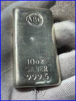 Rare! ABC (Australian Bullion Company) 10 Oz. 9995 Fine Silver Older Style Bar