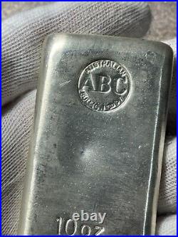 Rare! ABC (Australian Bullion Company) 10 Oz. 9995 Fine Silver Older Style Bar
