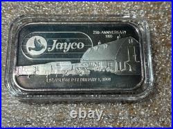 Rare! Jayco 25th Anniversary 1 Oz. 999 Fine Silver Bar In Cap- Gorgeous Toning