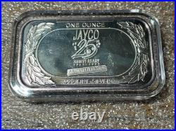 Rare! Jayco 25th Anniversary 1 Oz. 999 Fine Silver Bar In Cap- Gorgeous Toning