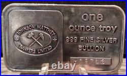 Rare Johnson Matthey 1 oz Fine silver. 999 Vintage