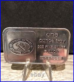 Rare Johnson Matthey 1 oz Fine silver. 999 Vintage