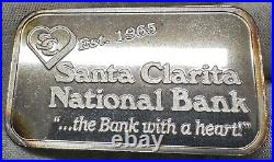 Rare Vintage 1 Oz Silver Bar Santa Clarita National Bank. 999 Fine