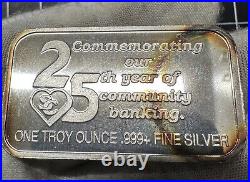 Rare Vintage 1 Oz Silver Bar Santa Clarita National Bank. 999 Fine