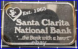 Rare Vintage 1 Oz Silver Bar Santa Clarita National Bank. 999 Fine