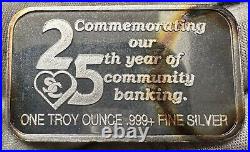 Rare Vintage 1 Oz Silver Bar Santa Clarita National Bank. 999 Fine